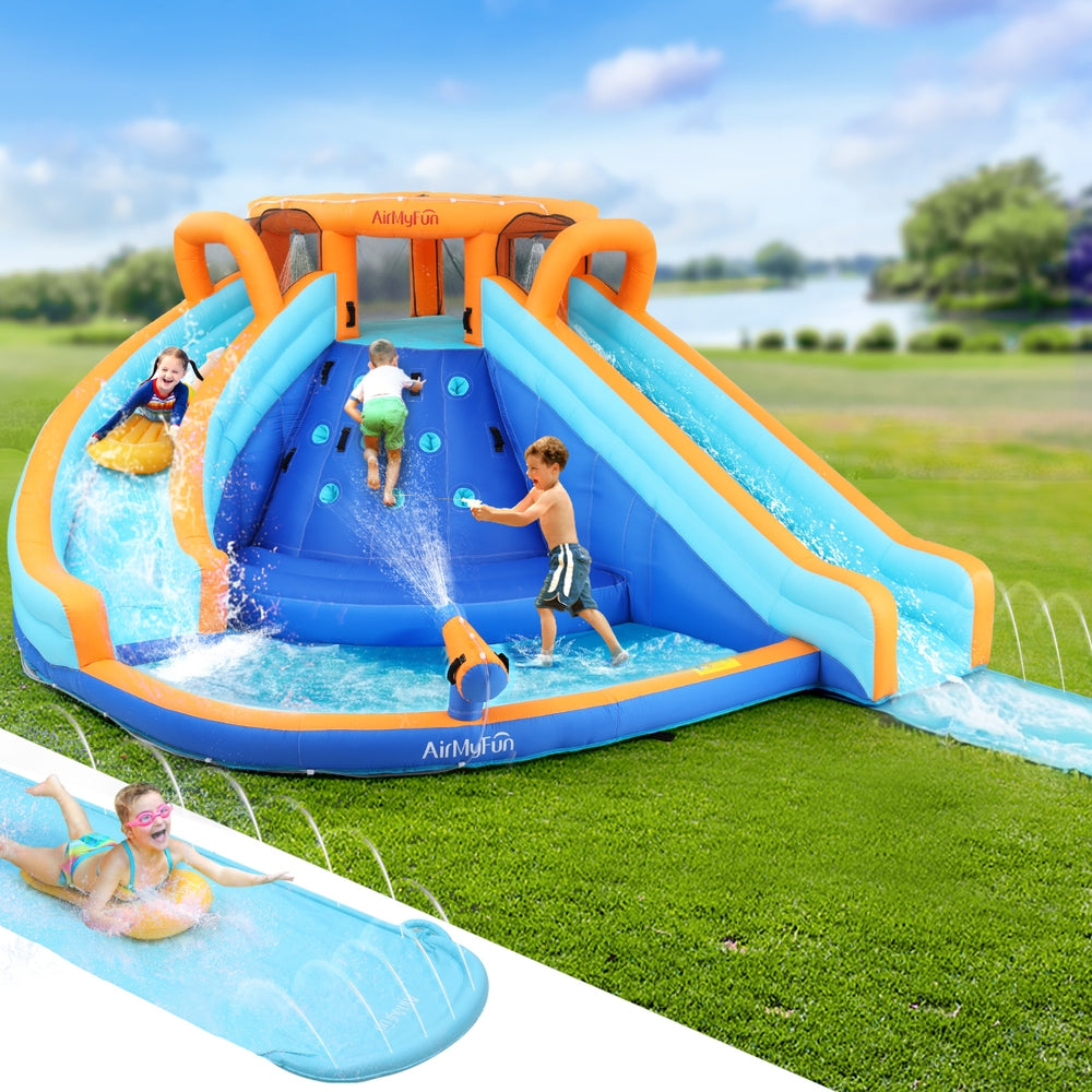 AirMyFun Kids Inflatable Pool Water Double Slide Park Jumping Castle 465X390CM - OutdoorKids.au