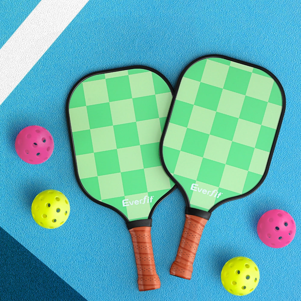 Everfit Pickleball Paddle Set Fiberglass with Balls Bag Tournament Kit 2PCS Pickle Balls Rackets - OutdoorKids.au