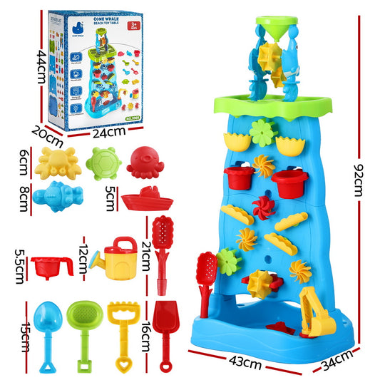 Keezi Kids Sand and Water Table Waterfall Wall Sandpit Toys Beach Shovel - OutdoorKids.au