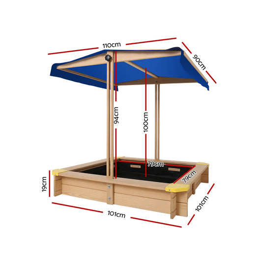Keezi Kids Sandpit Wooden Sandbox - OutdoorKids.au