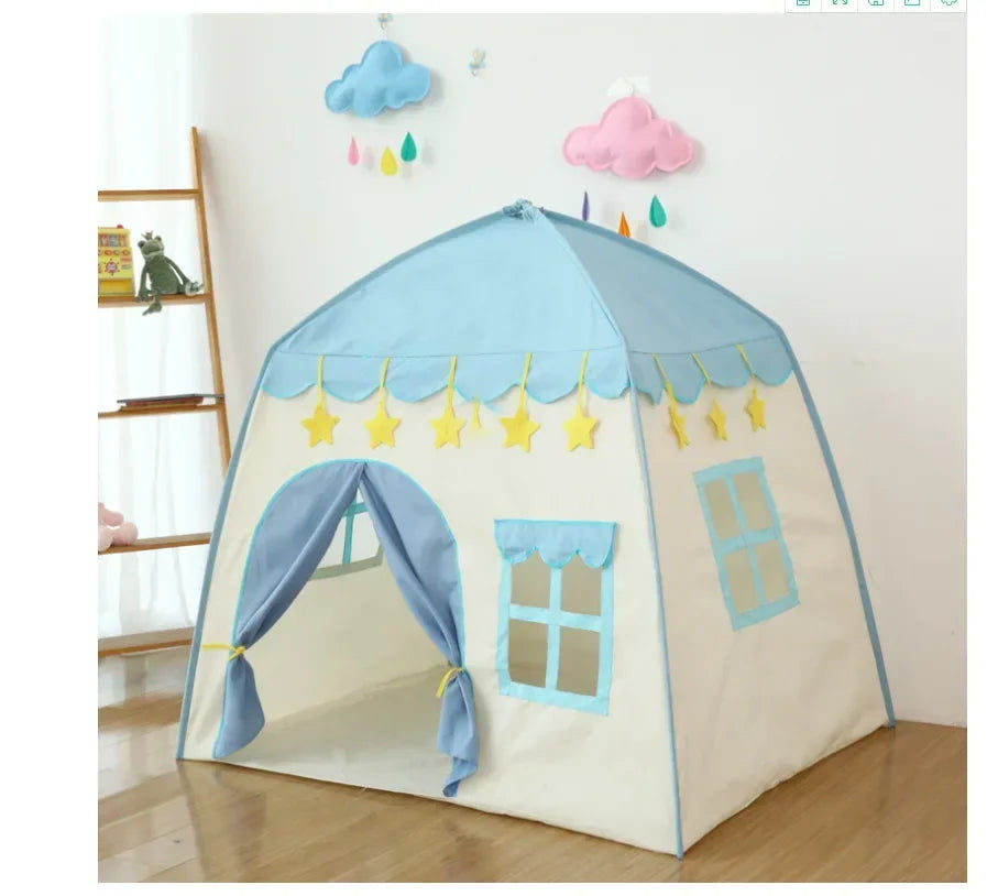 130CM Portable Kids Castle Tent Large Blue - OutdoorKids.au
