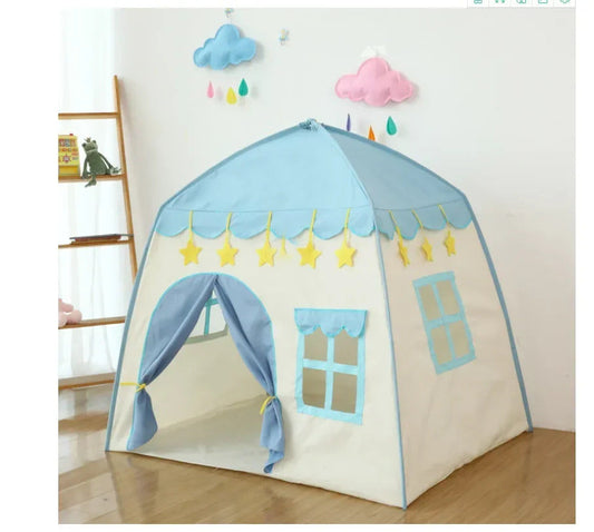 130CM Portable Kids Castle Tent Large Blue - OutdoorKids.au
