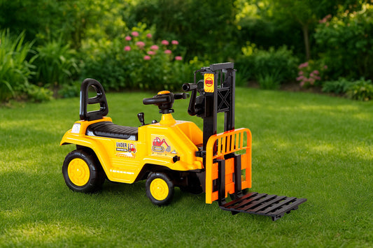 Kids Manual Forklift Ride-On with Working Mast Lift – Yellow
