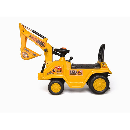 Kids Ride-on Excavator with Working Arm & Storage – Yellow