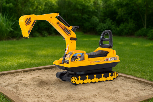 Kids Ride-on Tracked Excavator with Rotating Cab – Yellow