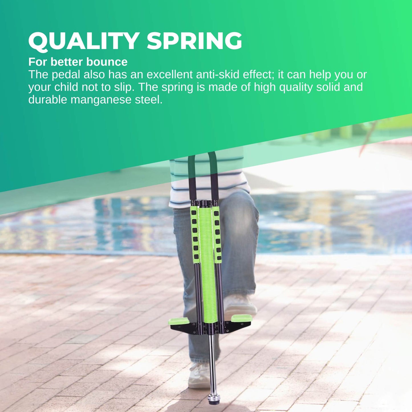 Green Pogo Stick Kids - Childrens Jumping Jackhammer Exercise Hopper Toy - OutdoorKids.au