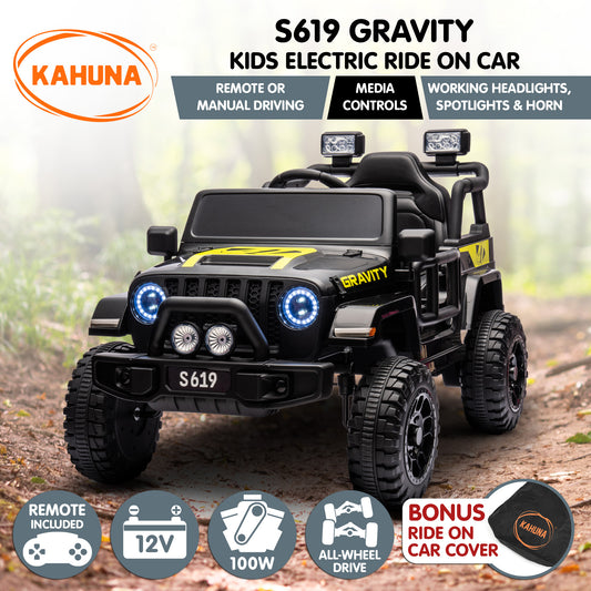 Kahuna S619 Gravity Kids Electric Ride-On Car AWD – Black