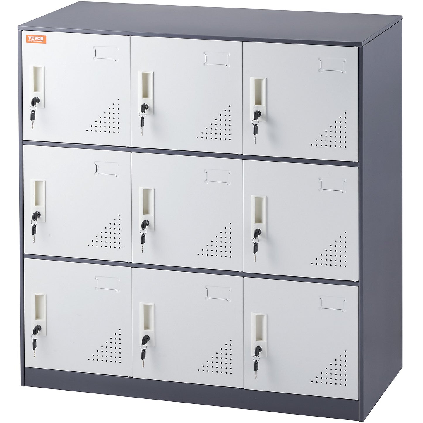 VEVOR 9 Doors Metal Storage Cabinet Employees Steel Storage Cabinet Office Gray - OutdoorKids.au