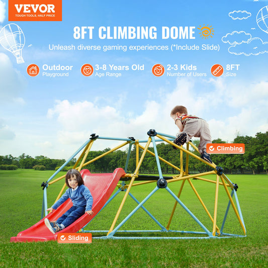 Climbing Dome, 8FT Geometric Dome Climber with Slide - OutdoorKids.au