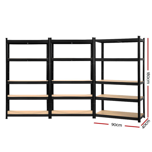 Giantz 3x1.8M Garage Shelving Warehouse Rack Pallet Racking Storage Shelf Black - OutdoorKids.au