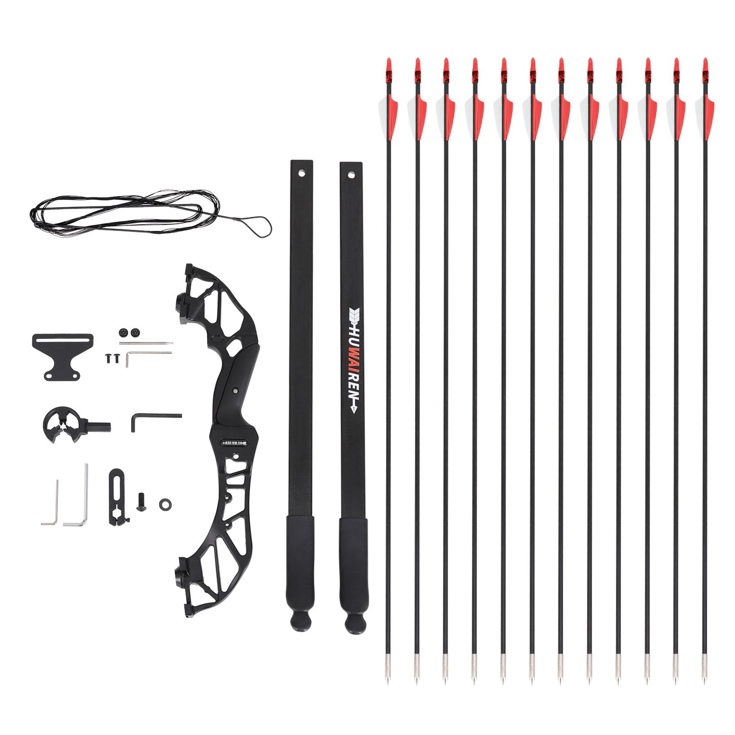 Everfit 55lbs Bow Arrow Set Recurve Takedown Archery Hunting for Beginner Red - OutdoorKids.au
