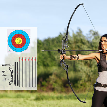 Everfit 55lbs Bow Arrow Set Recurve Takedown Archery Hunting for Beginner Red - OutdoorKids.au