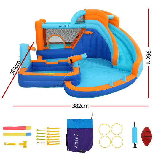 AirMyFun Kids Inflatable Pool Water Slide Park Jumping Castle Bounce 382X381CM - OutdoorKids.au