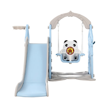 Keezi Kids Slide Swing Set Basketball Hoop Rings Outdoor Playground 170cm Blue - OutdoorKids.au