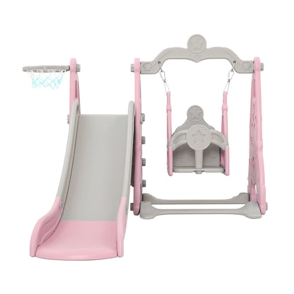 Keezi Kids Slide Swing Set Basketball Hoop Outdoor Playground Toys 170cm Pink - OutdoorKids.au