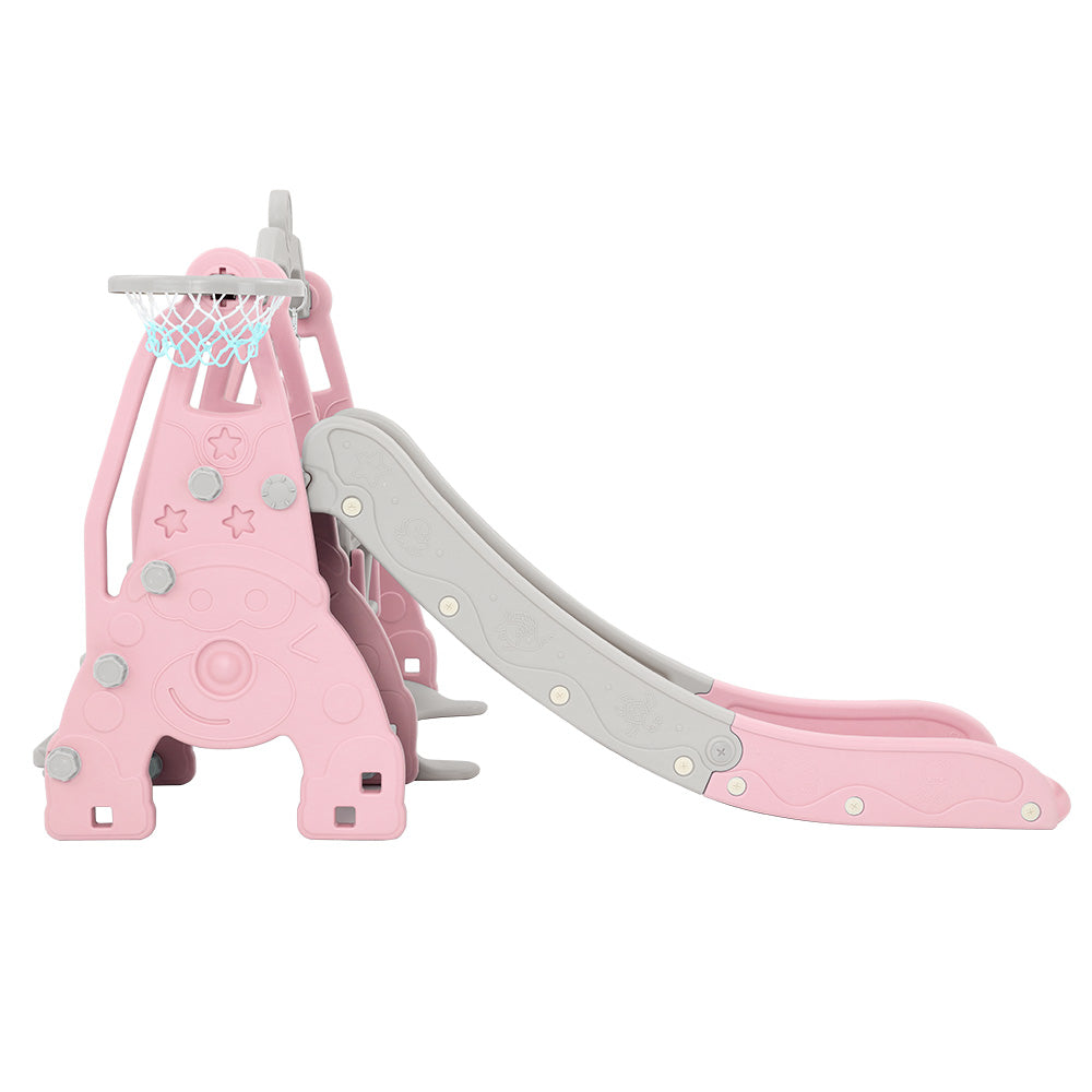 Keezi Kids Slide Swing Set Basketball Hoop Outdoor Playground Toys 170cm Pink - OutdoorKids.au