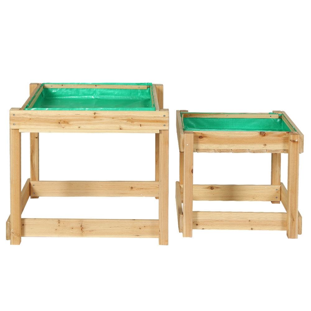 Keezi Kids Sandpit Wooden Sandbox Sand Pit Water Table Outdoor Toys 101cm - OutdoorKids.au