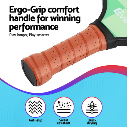 Everfit Pickleball Paddle Set Fiberglass with Balls Bag Tournament Kit 2PCS Pickle Balls Rackets - OutdoorKids.au
