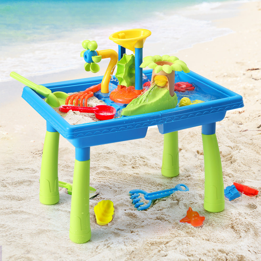 Keezi Kids Sand and Water Table Windmill Shovel Outdoor Sandpit Toys Beach Play - OutdoorKids.au