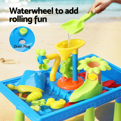 Keezi Kids Sand and Water Table Windmill Shovel Outdoor Sandpit Toys Beach Play - OutdoorKids.au