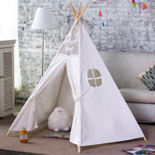 5 Poles Giant Kids Teepee Tent (Natural Canvas) - OutdoorKids.au