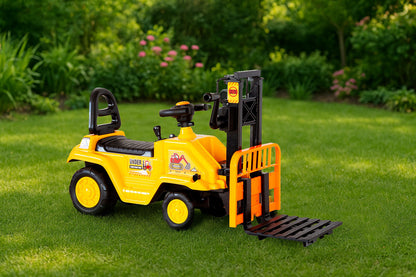 Kids Manual Forklift Ride-On with Working Mast Lift – Yellow
