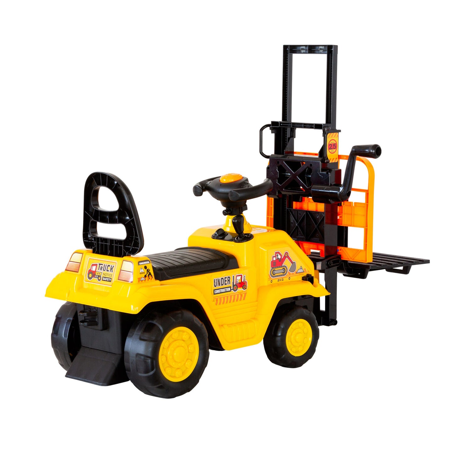 Kids Manual Forklift Ride-On with Working Mast Lift – Yellow