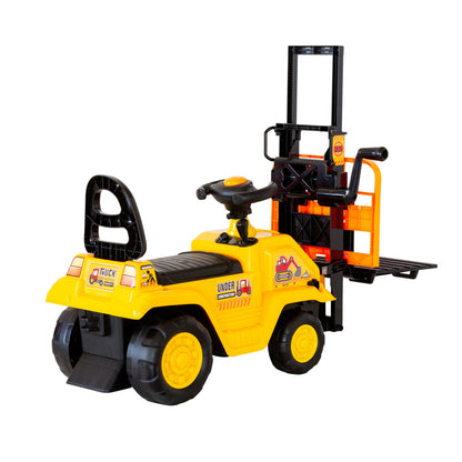 Kids Manual Forklift Ride-On with Working Mast Lift – Yellow