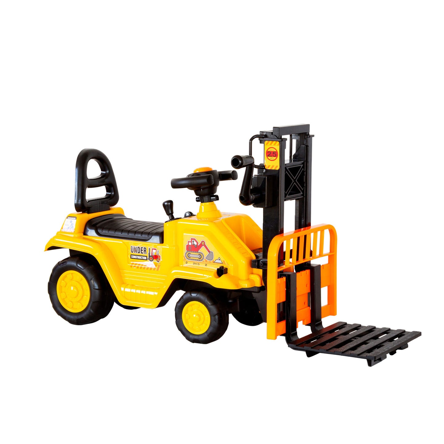 Kids Manual Forklift Ride-On with Working Mast Lift – Yellow