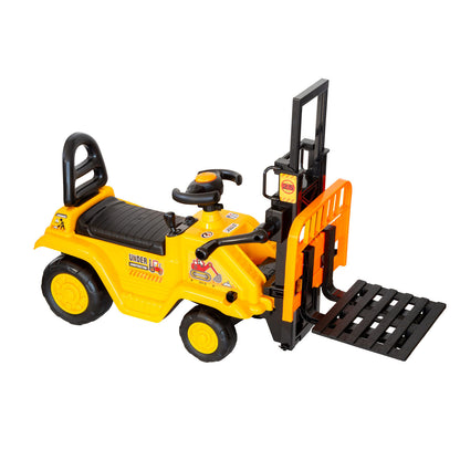 Kids Manual Forklift Ride-On with Working Mast Lift – Yellow