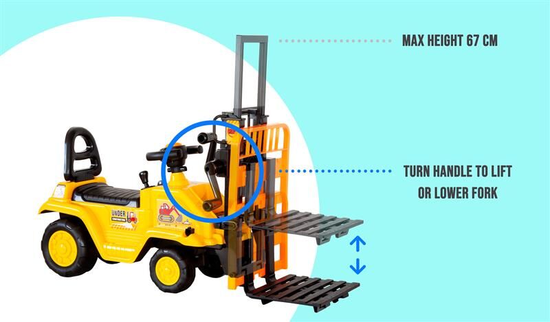 Kids Manual Forklift Ride-On with Working Mast Lift – Yellow