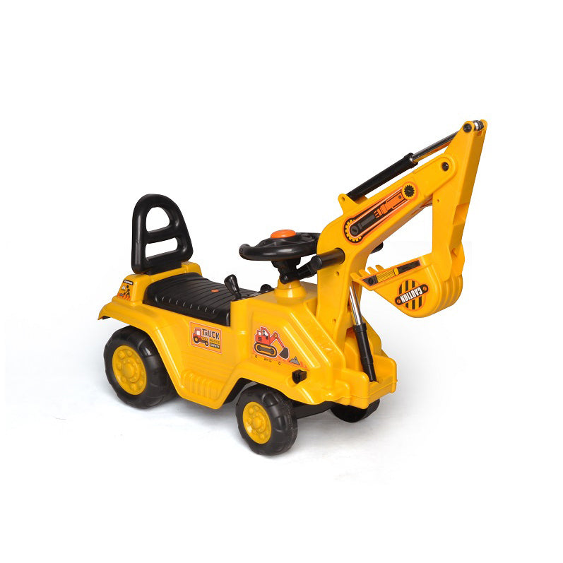Kids Ride-on Excavator with Working Arm & Storage – Yellow
