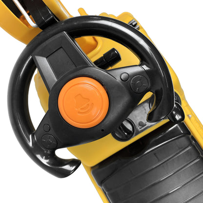Kids Ride-on Excavator with Working Arm & Storage – Yellow