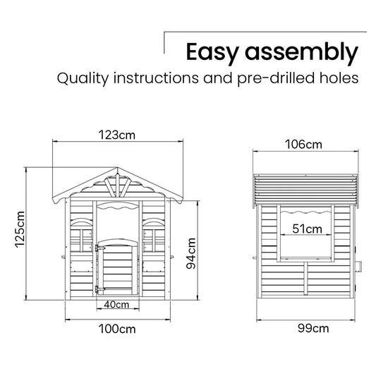 ROVO KIDS Cubby House, Outdoor Wooden DIY Timber Cottage Style Playhouse, for Children - OutdoorKids.au