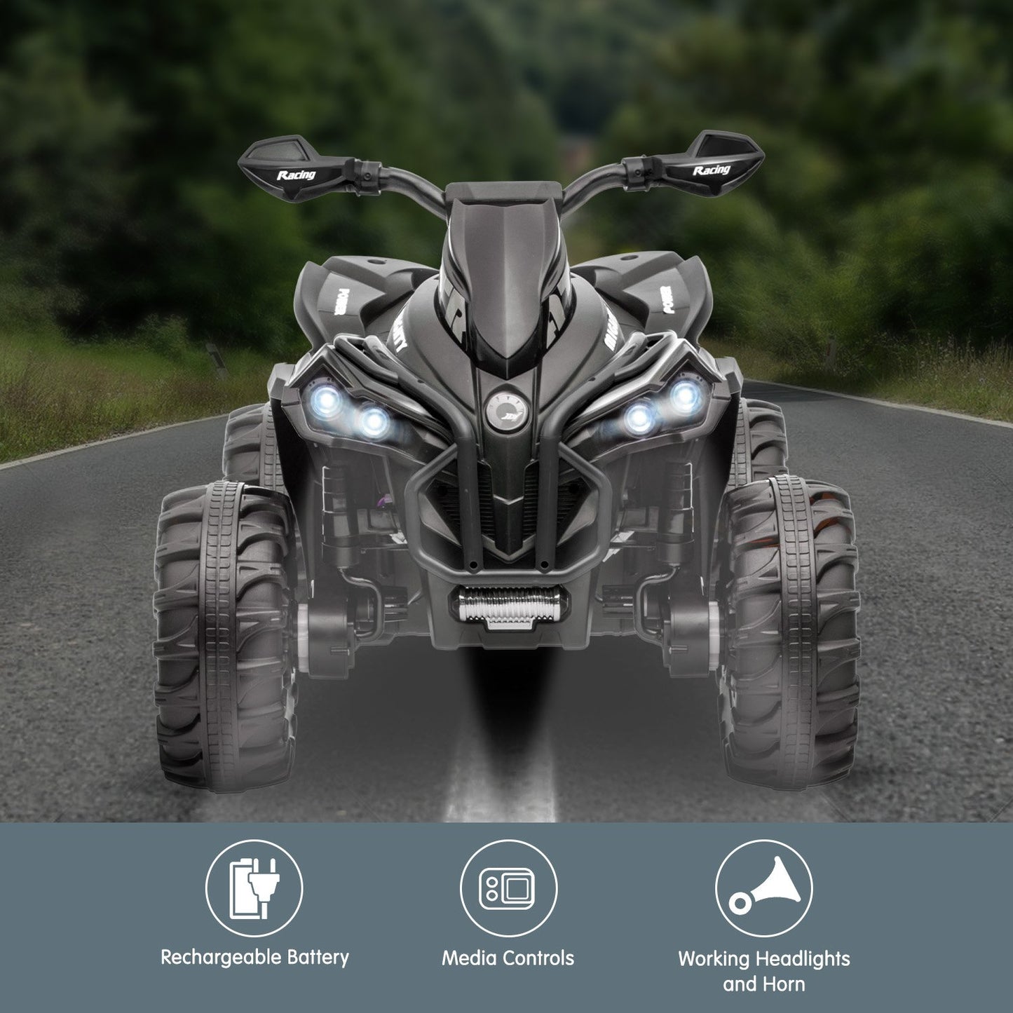 Kahuna GTS99 Kids Electric Ride-On Quad Bike ATV – Black