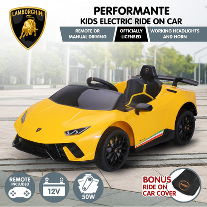 Lamborghini Performante Kids Electric Ride-on Car – Yellow