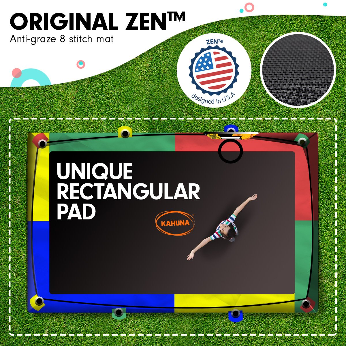 Kahuna 8ft x 11ft Outdoor Rectangular Rainbow Trampoline With Safety Enclosure And Basketball Hoop Set. - OutdoorKids.au