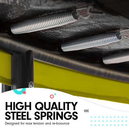 Kahuna 8ft x 11ft Outdoor Rectangular Rainbow Trampoline With Safety Enclosure And Basketball Hoop Set. - OutdoorKids.au