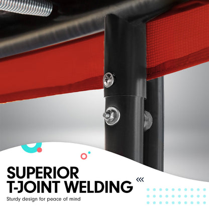 Kahuna 8ft x 11ft Outdoor Rectangular Rainbow Trampoline With Safety Enclosure And Basketball Hoop Set. - OutdoorKids.au