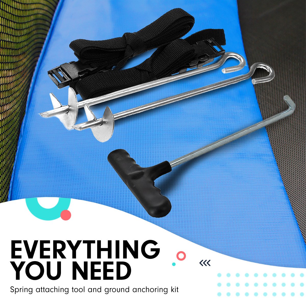 Kahuna 8ft x 11ft Outdoor Rectangular Rainbow Trampoline With Safety Enclosure And Basketball Hoop Set. - OutdoorKids.au