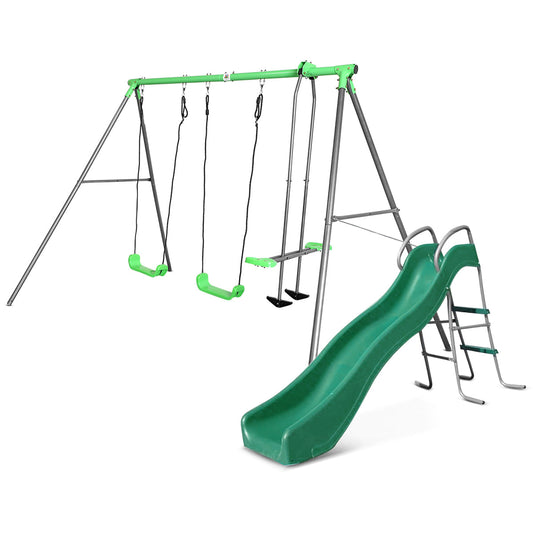 Lifespan Kids Hurley 2 Metal Swing Set with Slide - OutdoorKids.au