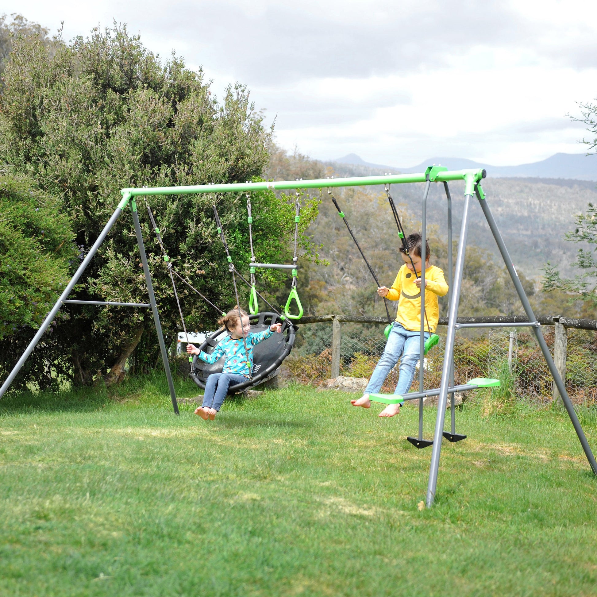 Lifespan Kids Lynx 4 Station Swing Set with Slippery Slide - OutdoorKids.au