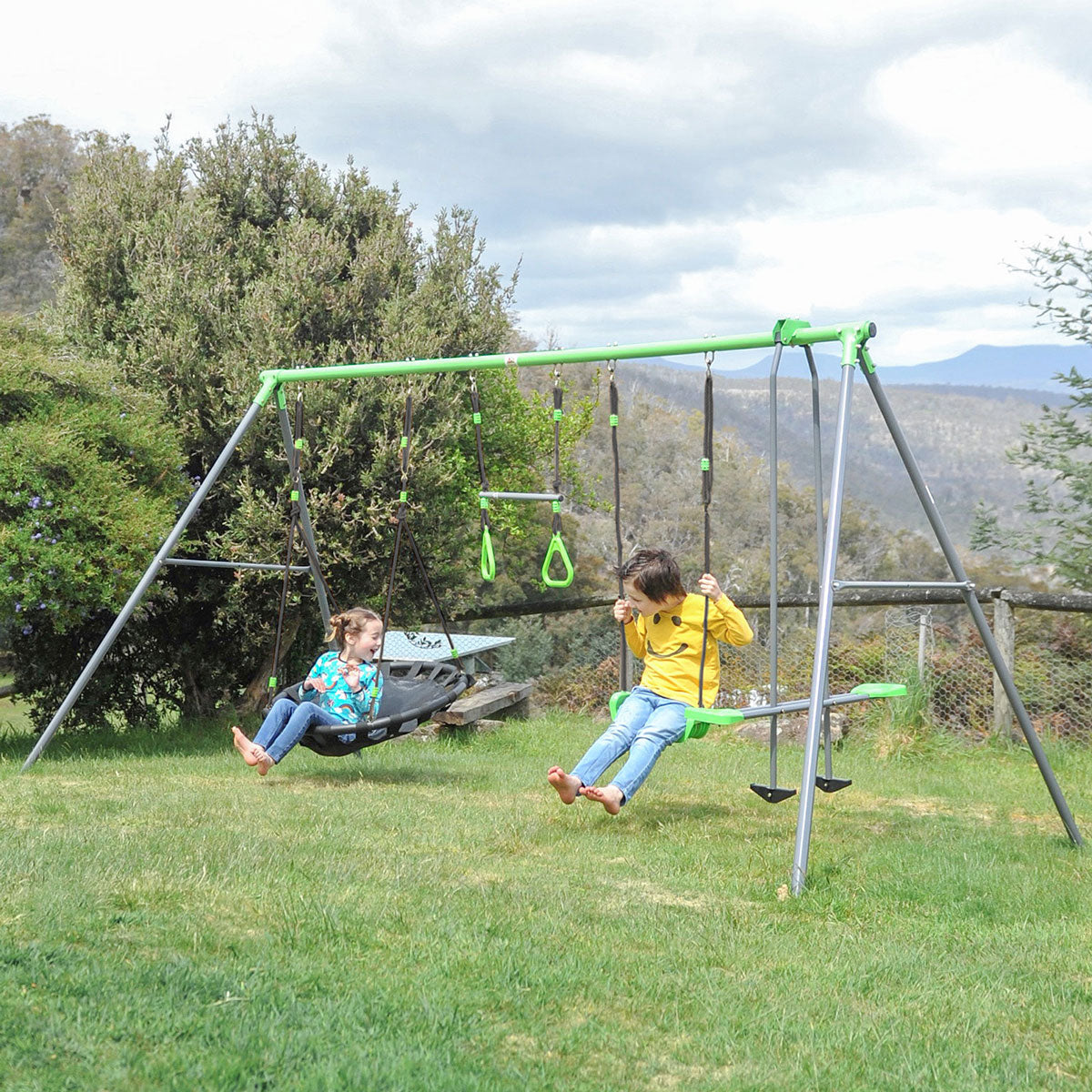Lifespan Kids Lynx 4 Station Swing Set with Slippery Slide - OutdoorKids.au