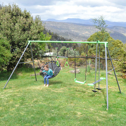 Lifespan Kids Lynx 4 Station Swing Set with Slippery Slide - OutdoorKids.au