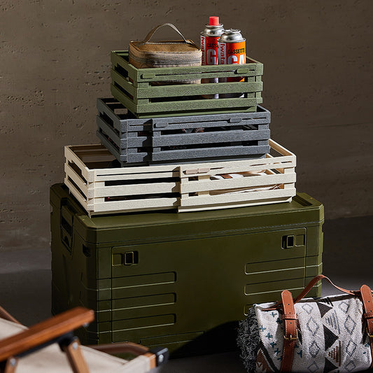 Grey Foldable Industrial Storage Crates - Portable Outdoor Collapsible Storage Box for Home and Travel - OutdoorKids.au