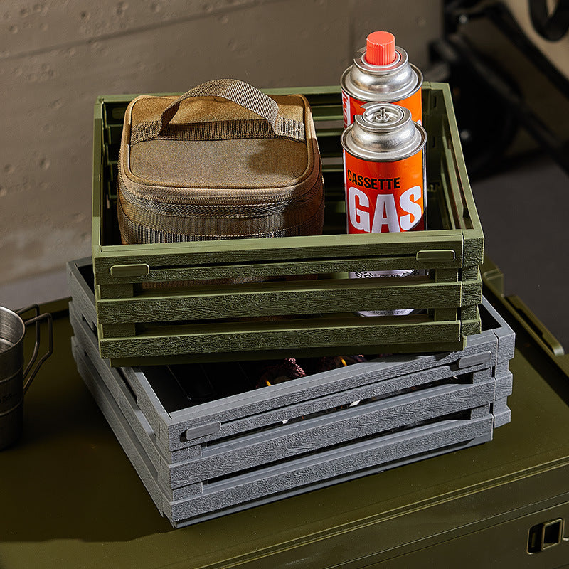 Grey Foldable Industrial Storage Crates - Portable Outdoor Collapsible Storage Box for Home and Travel - OutdoorKids.au