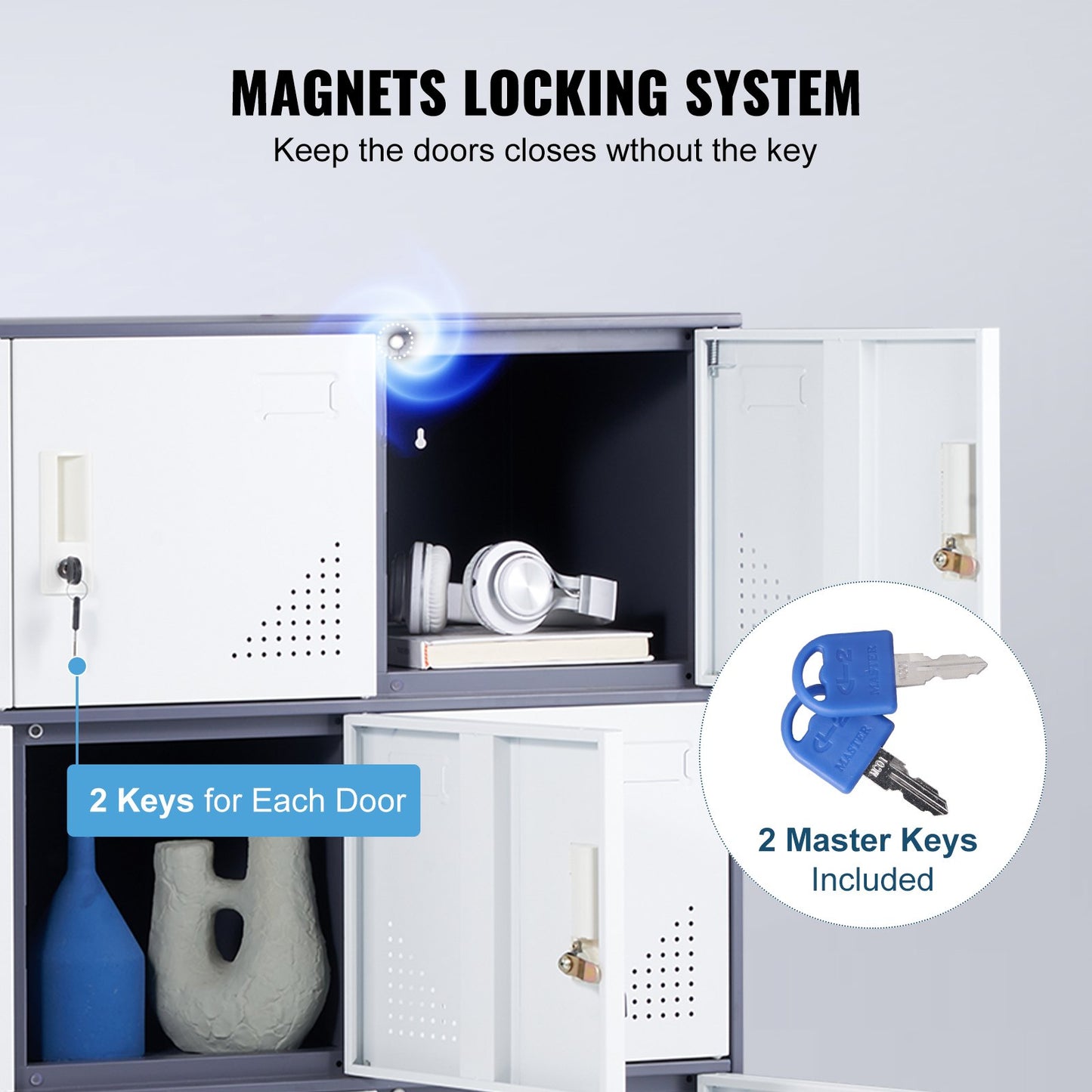 VEVOR 9 Doors Metal Storage Cabinet Employees Steel Storage Cabinet Office Gray - OutdoorKids.au