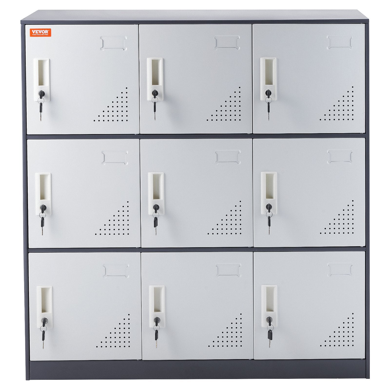 VEVOR 9 Doors Metal Storage Cabinet Employees Steel Storage Cabinet Office Gray - OutdoorKids.au
